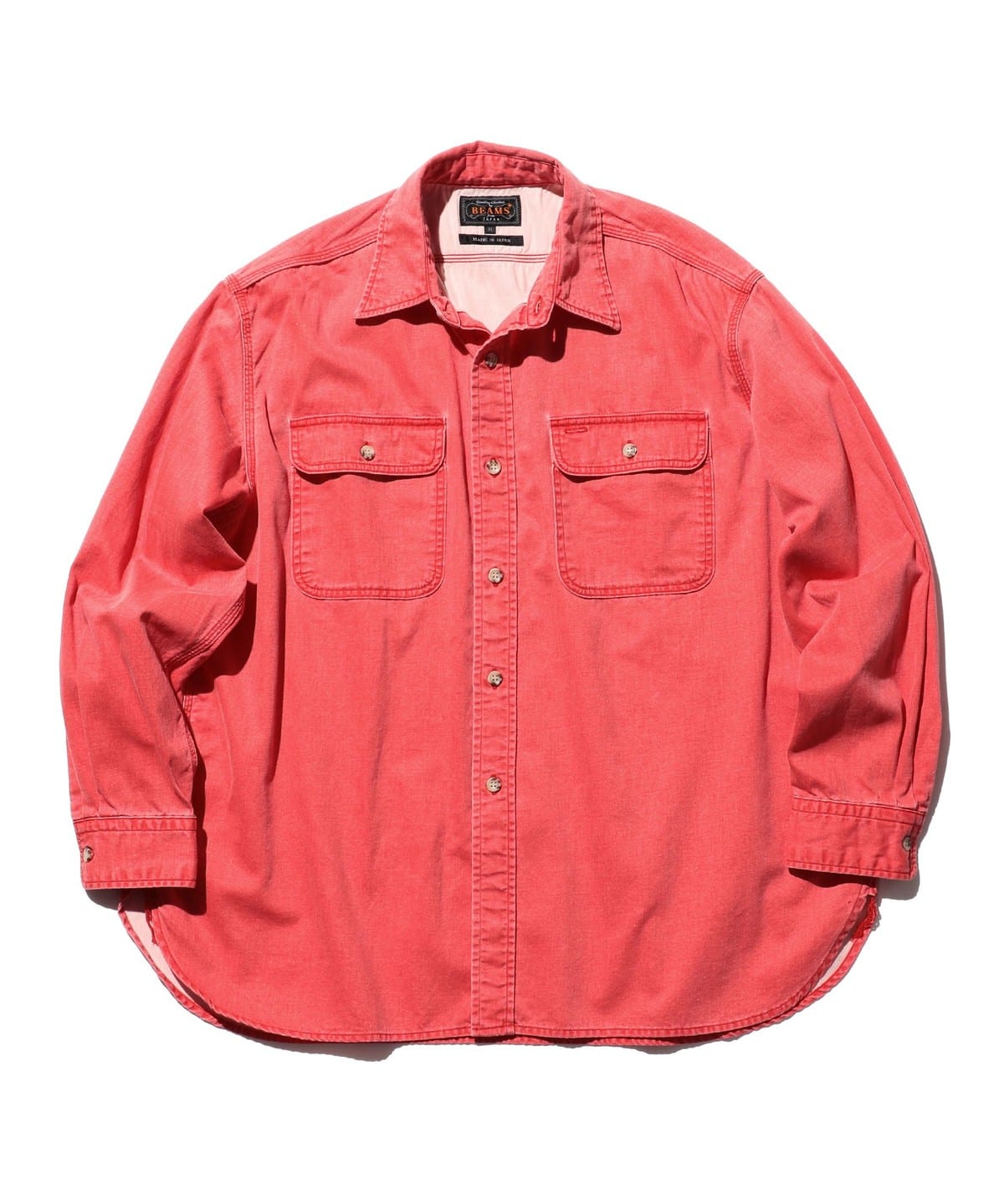 WORK Light Denim Pigment Coating シャツ・ブラウス MEN RED XL WORK Light Denim Pigment Coating シャツ・ブラウス MEN RED XL