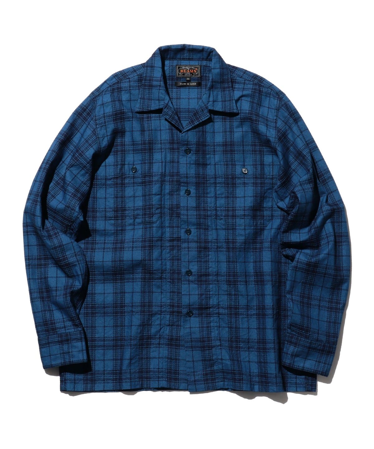 MIL Open Collar Indigo Dobby Plaid シャツ・ブラウス MEN WIDE M MIL Open Collar Indigo Dobby Plaid シャツ・ブラウス MEN WIDE M