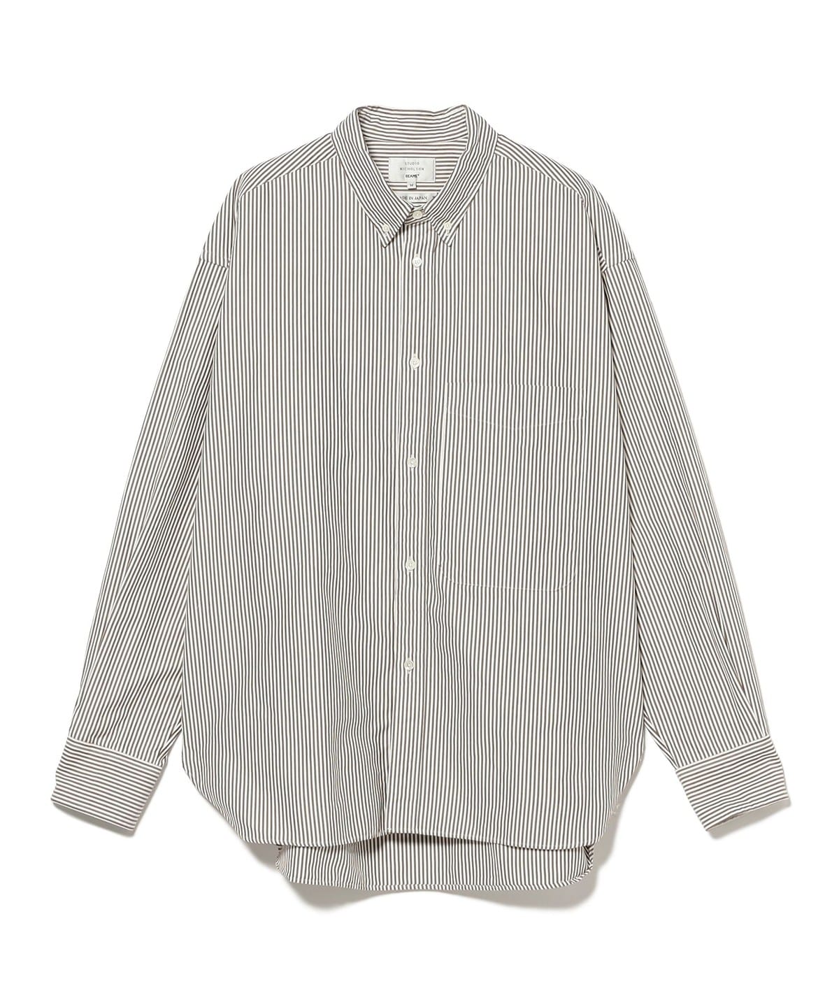 【別注】STUDIO NICHOLSON スタジオ ニコルソン / LISA OXFORD SHIRT シャツ・ブラウス MEN BROWN WHITE STRIPE S 【別注】STUDIO NICHOLSON スタジオ ニコルソン / LISA OXFORD SHIRT シャツ・ブラウス MEN BROWN WHITE STRIPE S