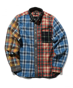 ▲BEAMS PLUS / ネル シャギーチェック パネル ボタンダウン シャツ