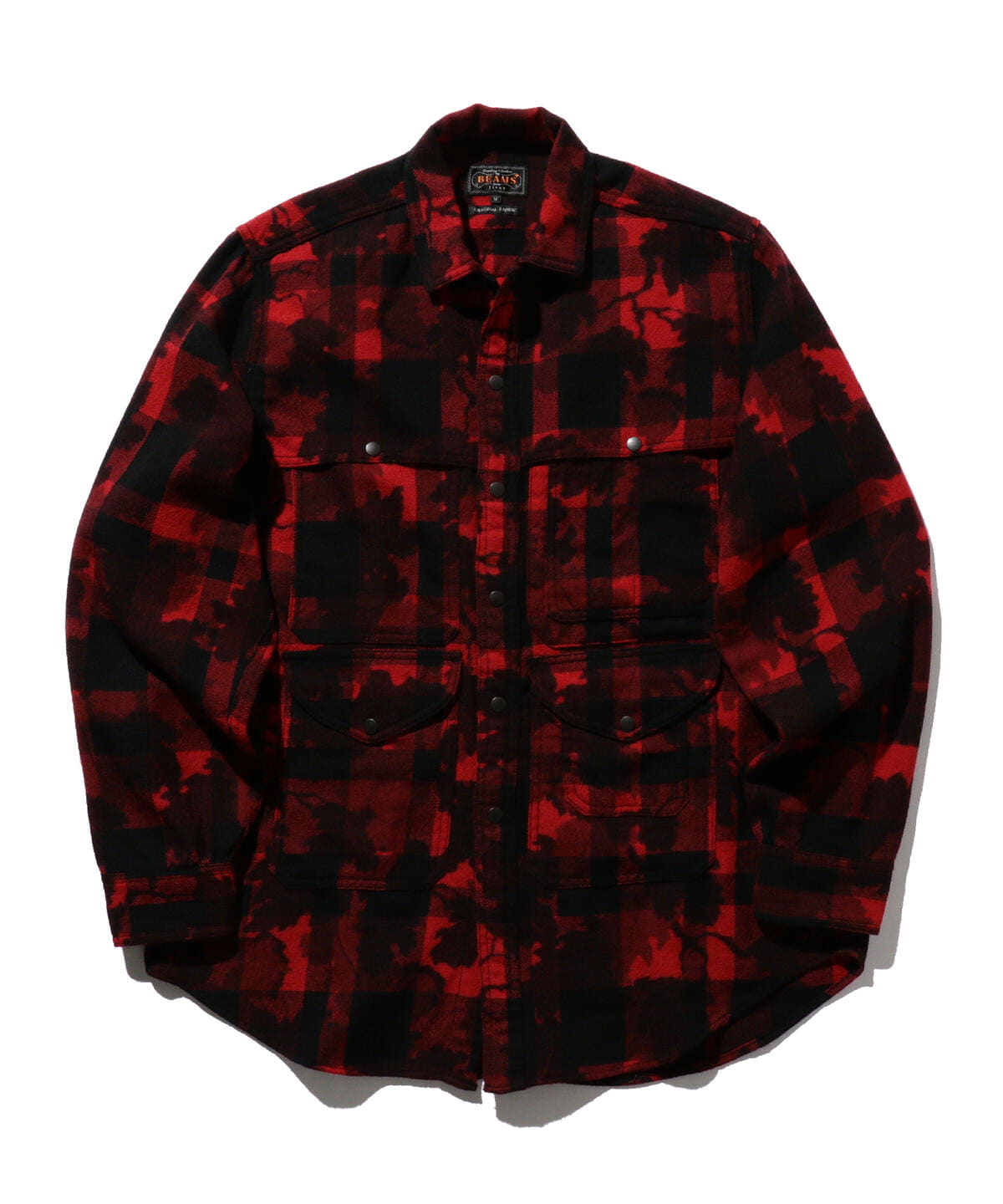 ウール チェック カモフラージュプリント アドベンチャーシャツ モディファイ シャツ・ブラウス MEN RED S ウール チェック カモフラージュプリント アドベンチャーシャツ モディファイ シャツ・ブラウス MEN RED S
