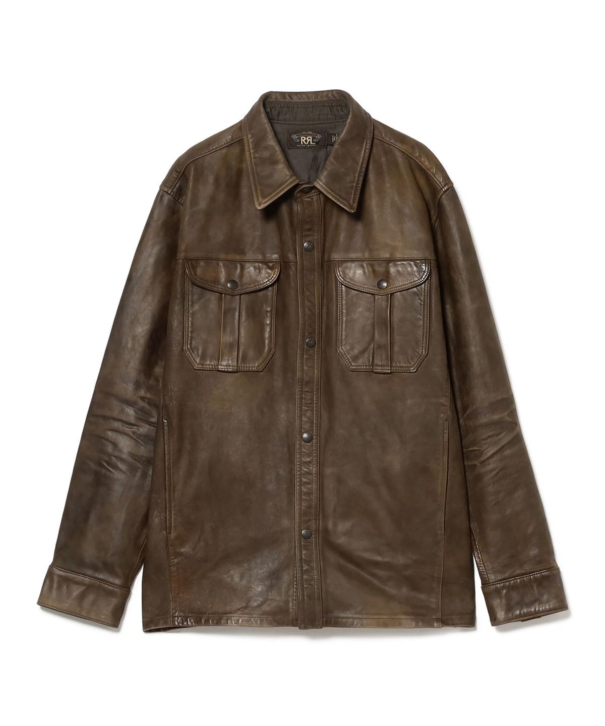 RRL ダブルアールエル / Hand-Distressed Leather Overshirt シャツ・ブラウス MEN 001 BLACK L RRL ダブルアールエル / Hand-Distressed Leather Overshirt シャツ・ブラウス MEN 001 BLACK L