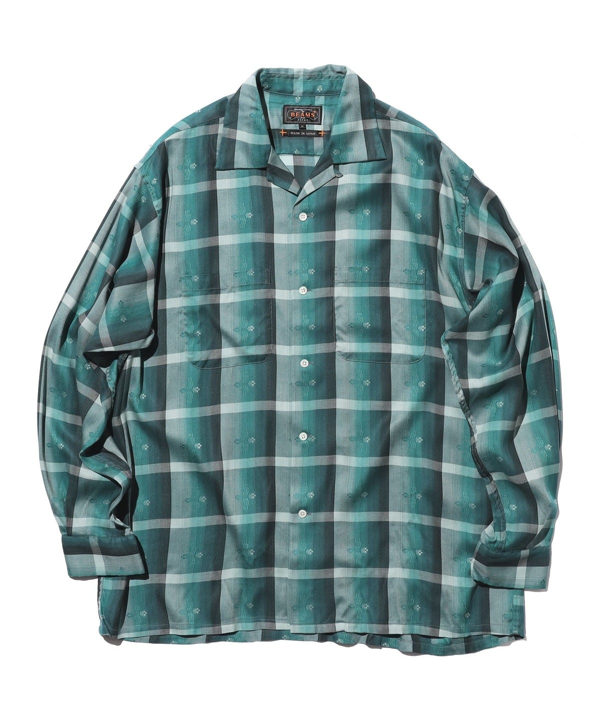 (極美品)BEAMS PLUS /オープンカラー シャツ L BEAMS PLUS（ビームス プラス）Open Collar Sashiko Ombre（シャツ