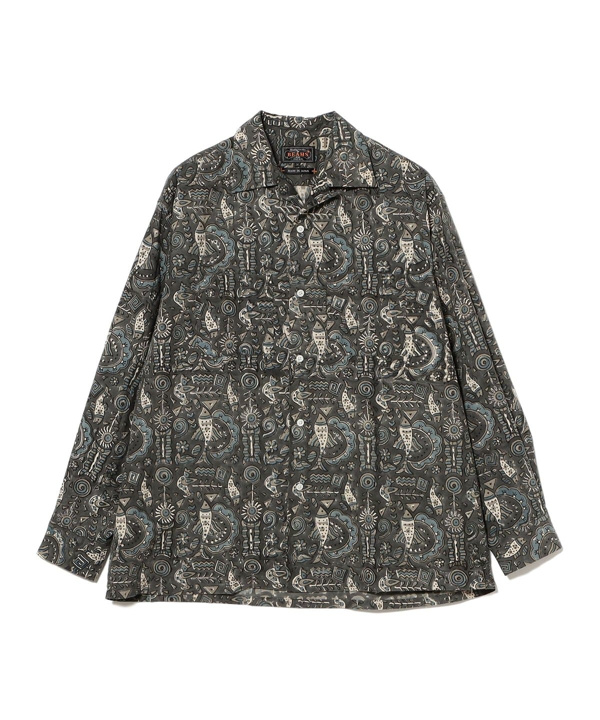 BEAMS PLUS（ビームス プラス）Open Collar Block Print（シャツ