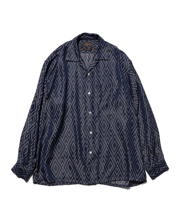 BEAMS PLUS（ビームス プラス）Open Collar Cupro Dot Zigzag Pattern