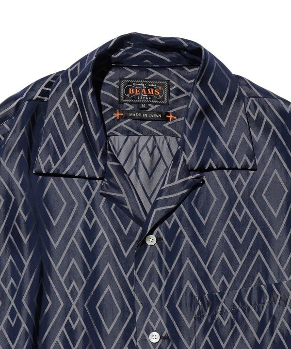 BEAMS PLUS（ビームス プラス）Open Collar Cupro Dot Zigzag Pattern