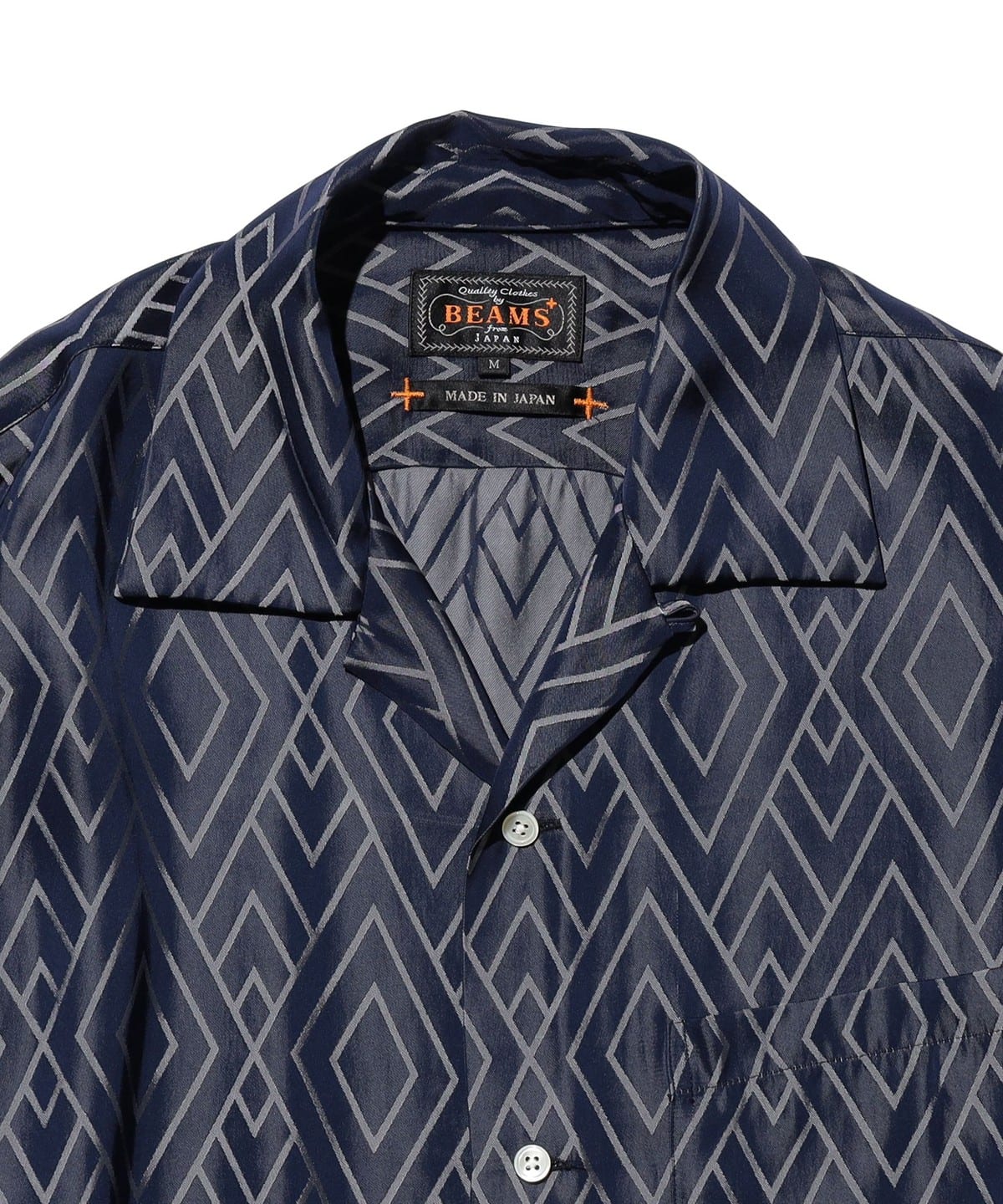 BEAMS PLUS（ビームス プラス）Open Collar Cupro Dot Zigzag Pattern
