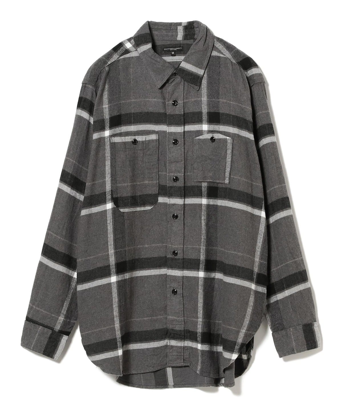 ENGINEERED GARMENTS エンジニアド ガーメンツ / WORK SHIRT - COTTON BRUSHED BIG PLAID シャツ・ブラウス MEN Grey/Black XS ENGINEERED GARMENTS エンジニアド ガーメンツ / WORK SHIRT - COTTON BRUSHED BIG PLAID シャツ・ブラウス MEN Grey/Black XS