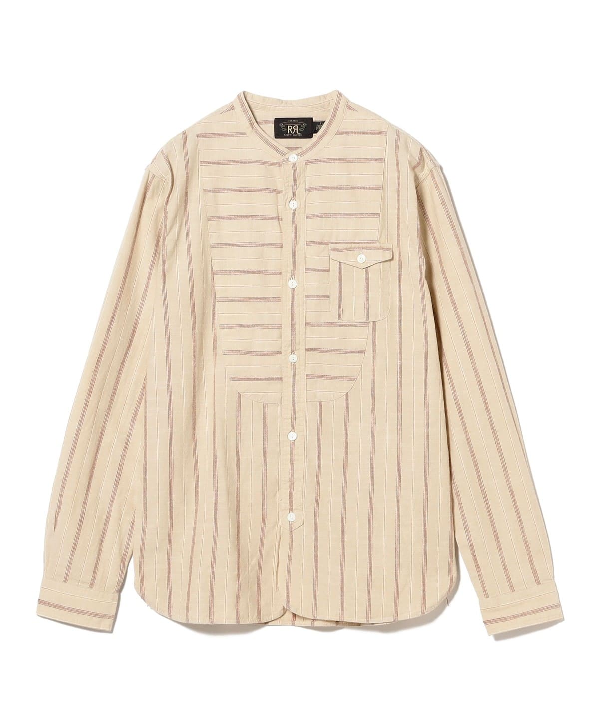 RRL �_�u���A�[���G�� / Striped Dobby Workshirt �V���c�E�u���E�X MEN 250 BEIGE/KHAKI M
