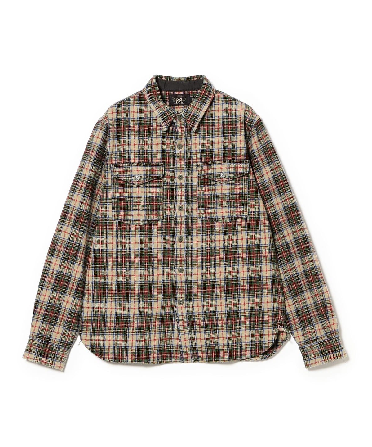 RRL ダブルアールエル / Plaid Wool-Blend Twill Workshirt シャツ・ブラウス MEN 101 CREAM/GREEN M RRL ダブルアールエル / Plaid Wool-Blend Twill Workshirt シャツ・ブラウス MEN 101 CREAM/GREEN M