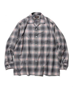 Open Collar Washble Wool Ombre Plaid