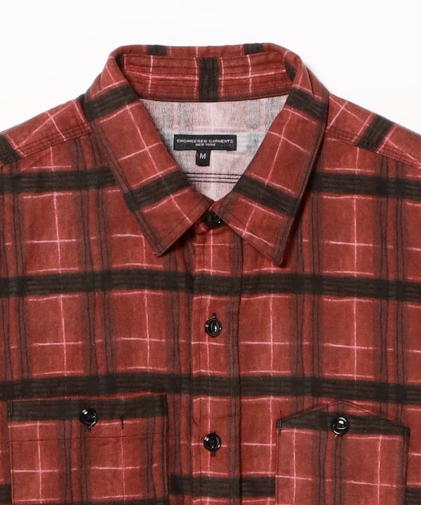 ENGINEERED GARMENTS / WORK SHIRT - COTTON PRINTED PLAID FLANNEL