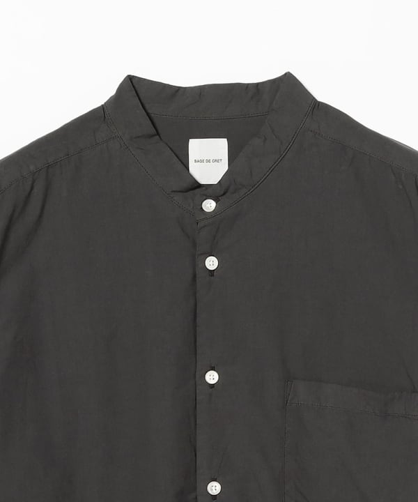 sage de cret / Cotton Stand Collar Pullover Shirt