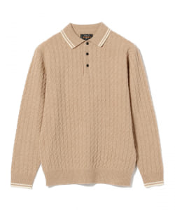 ▲BEAMS PLUS / 9ゲージ ケーブル ニット ポロシャツ