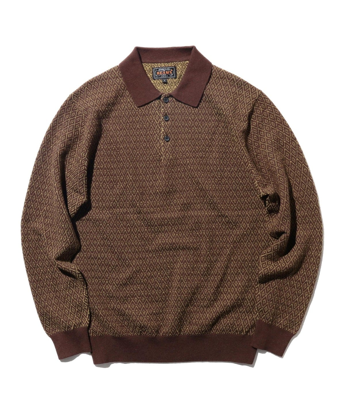 Knit Polo Diamond Pattern シャツ・ブラウス MEN BROWN M Knit Polo Diamond Pattern シャツ・ブラウス MEN BROWN M