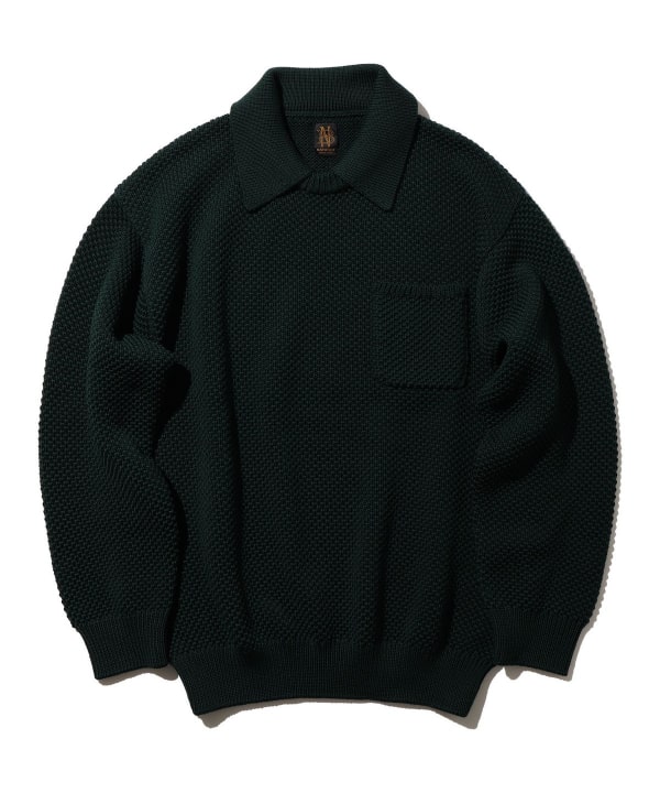 BATONER　ニットポロシャツ　サイズ3　長袖　日本製　BEAMS BEAMS PLUS（ビームス プラス）【別注】BATONER / Pullover Knit Polo