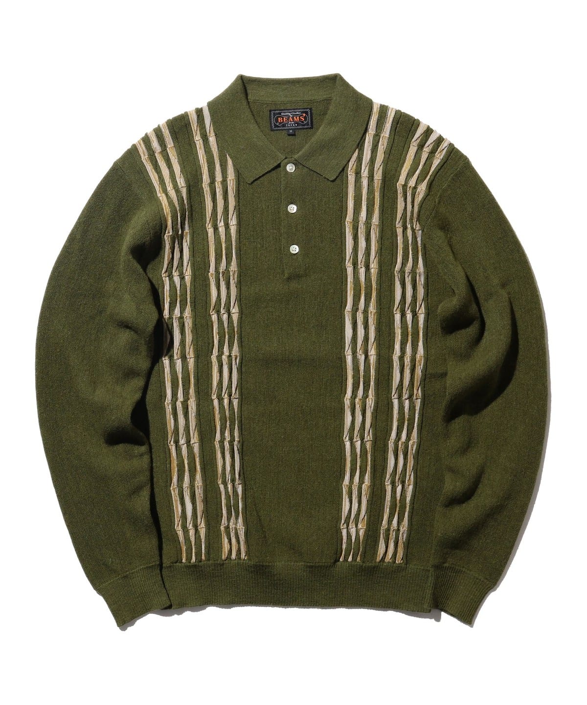 Knit Polo Born Stripe 14G シャツ・ブラウス MEN OLIVE XL