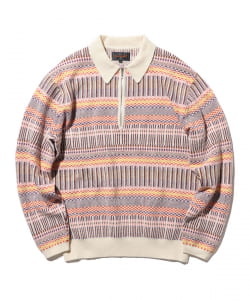 Half Zip Knit Polo Jacquard