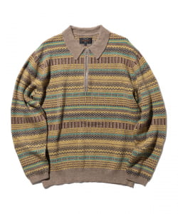 Half Zip Knit Polo Jacquard