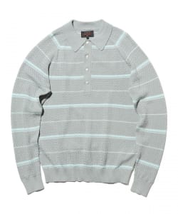 Knit Polo Basket Weave Stripe