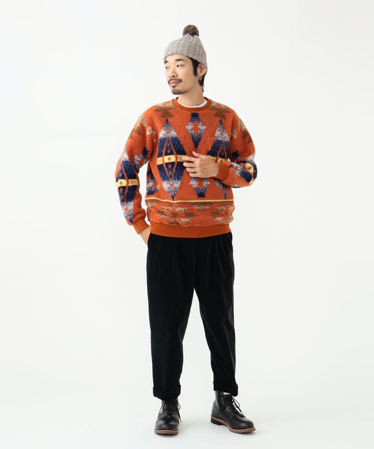 BEAMS PLUS（ビームス プラス）Crew Boa Jacquard（トップス