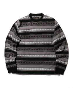 ▲BEAMS PLUS / ジャカード ボーダー ロングスリーブ ポケット Tシャツ