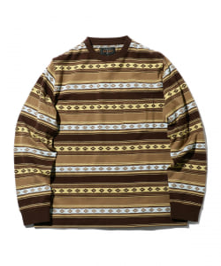 ▲BEAMS PLUS / ジャカード ボーダー ロングスリーブ ポケット Tシャツ