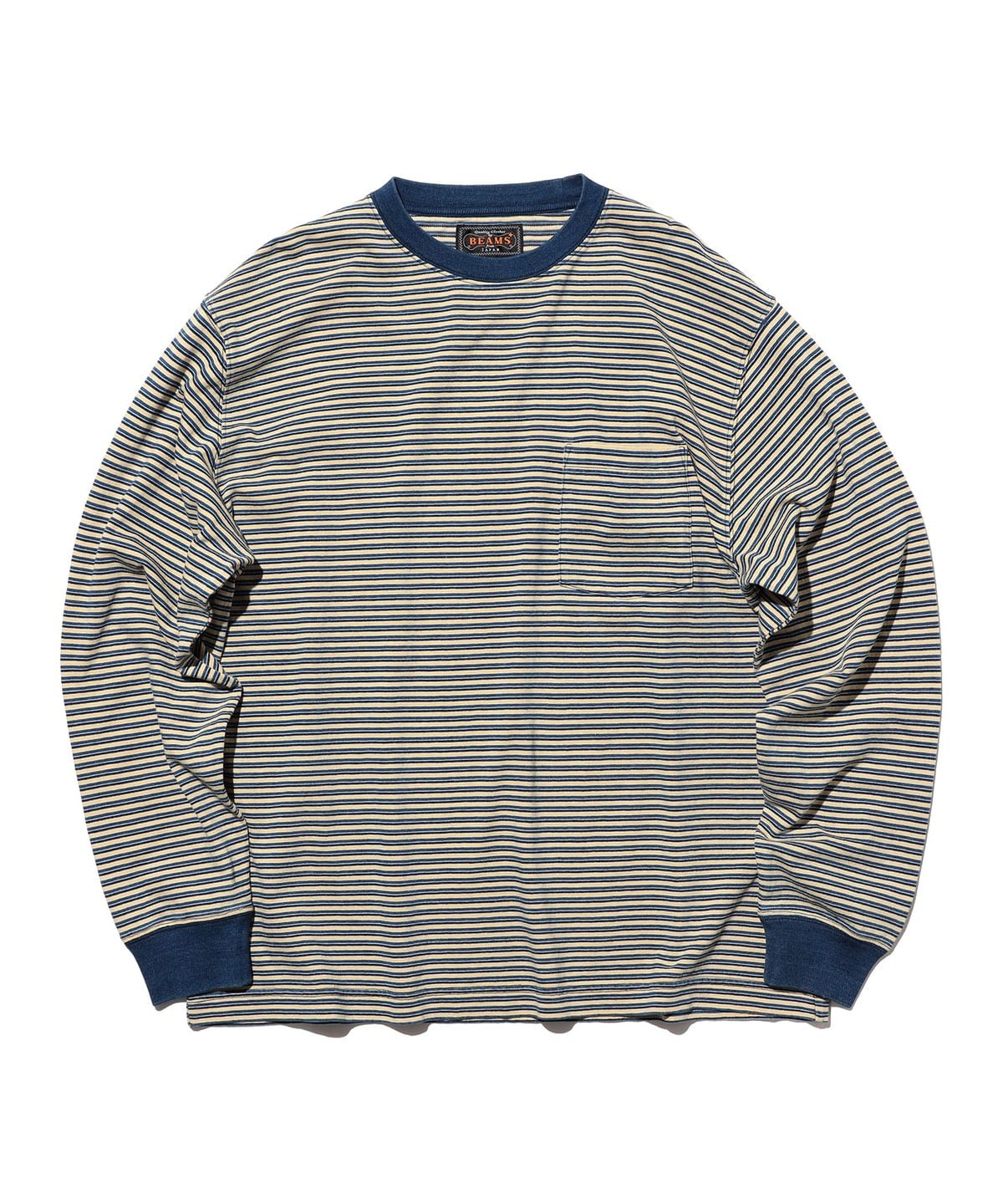 Pocket Tee Indigo Stripe T�V���c�E�J�b�g�\�[ MEN YELLOW S