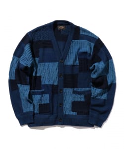 ▲BEAMS PLUS / 5ゲージ コットン パッチワークライク ジャカード カーディガン
