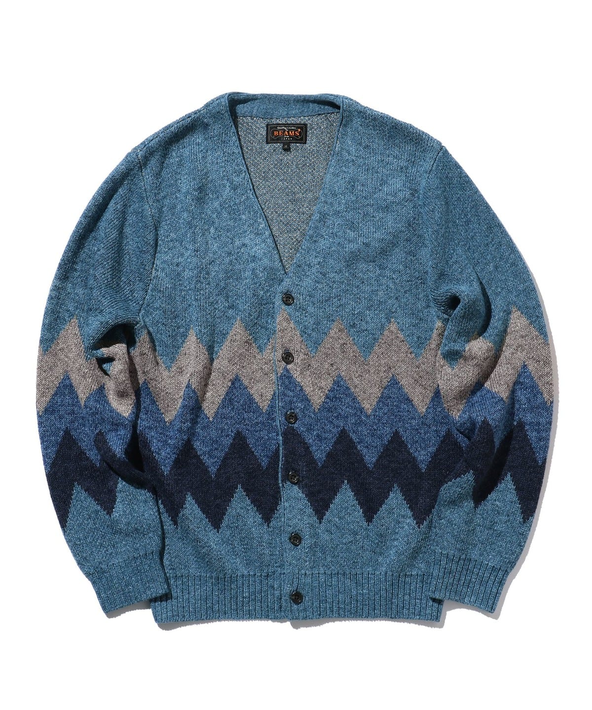 【10/23再値下げ】リネンコットン シェブロンストライプ ジャカード ニットカーディガン トップス MEN BLUE M 【10/23再値下げ】リネンコットン シェブロンストライプ ジャカード ニットカーディガン トップス MEN BLUE M