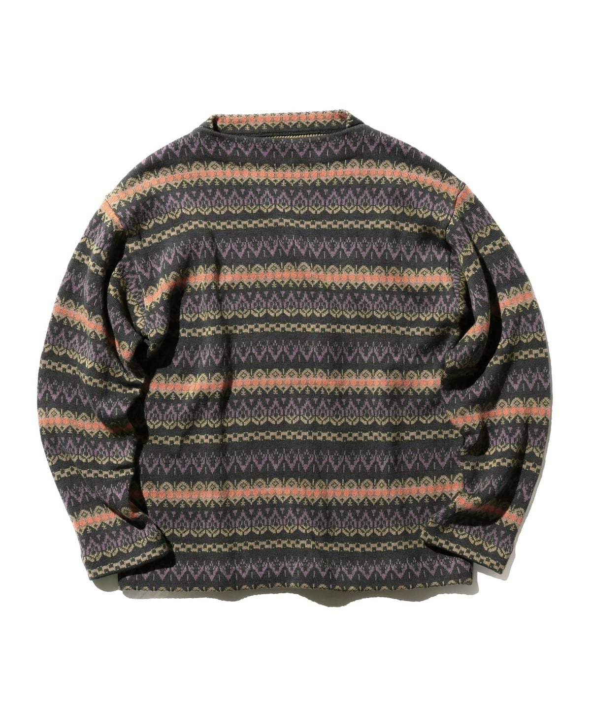 フェアアイル ジャカード ストライプ ボートネック ニット トップス MEN GREEN L フェアアイル ジャカード ストライプ ボートネック ニット トップス MEN GREEN L