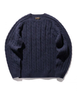 ▲BEAMS PLUS / 5ゲージウール ケーブル クルーネック ニット