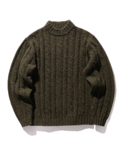 ▲BEAMS PLUS / 3ゲージ ケーブル ネップ モックネック ニット