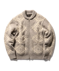 ▲BEAMS PLUS / 5ゲージ スノーパターン ジップ ニット ブルゾン