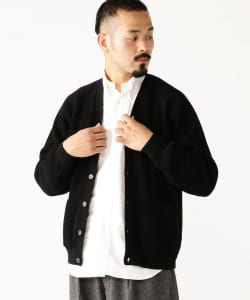 ▲BATONER × BEAMS PLUS / 別注 エクストラ ハード ツイスト ウール Vネック カーディガン