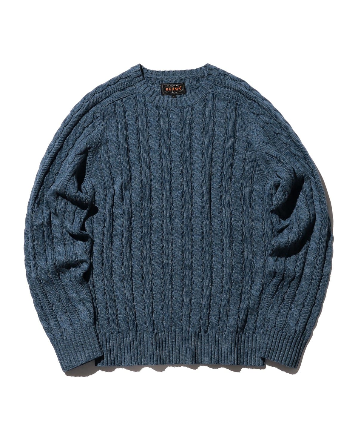Crew Cable Cotton Linen トップス MEN BLUE L Crew Cable Cotton Linen トップス MEN BLUE L