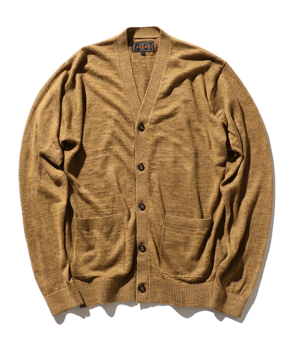 Cardigan Linen トップス MEN KHAKI L Cardigan Linen トップス MEN KHAKI L