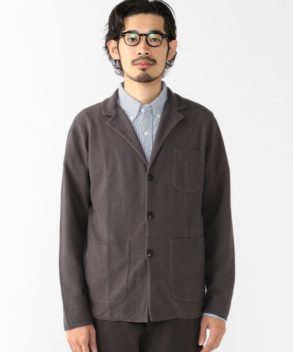 BATONER / バトナ― | 2022SS | 3BUTTON KNIT JACKET COTTON LINEN コットン リネン ニット ジャケット カーディガン | M | ネイビー | メンズ