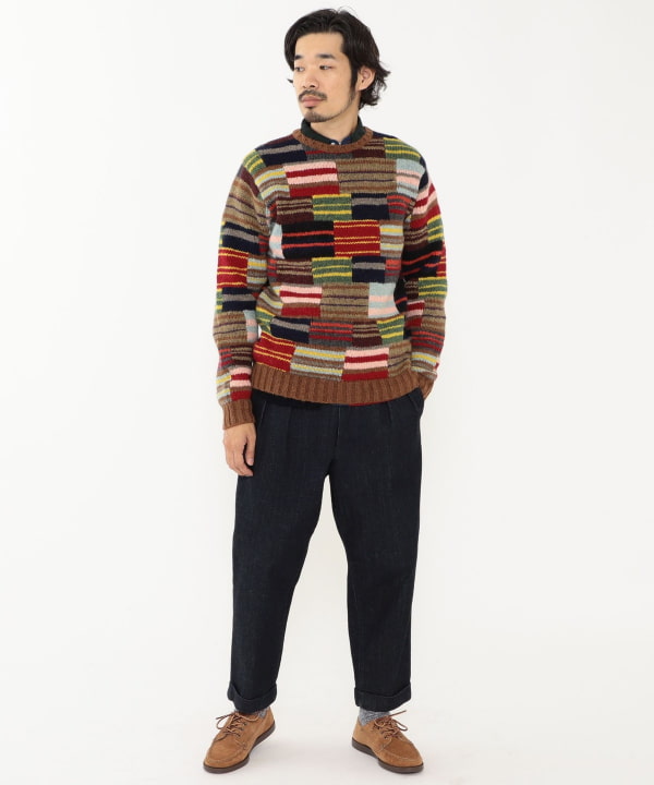 BEAMS PLUS（ビームス プラス）BEAMS PLUS / Crew Hand Knit Patchwork