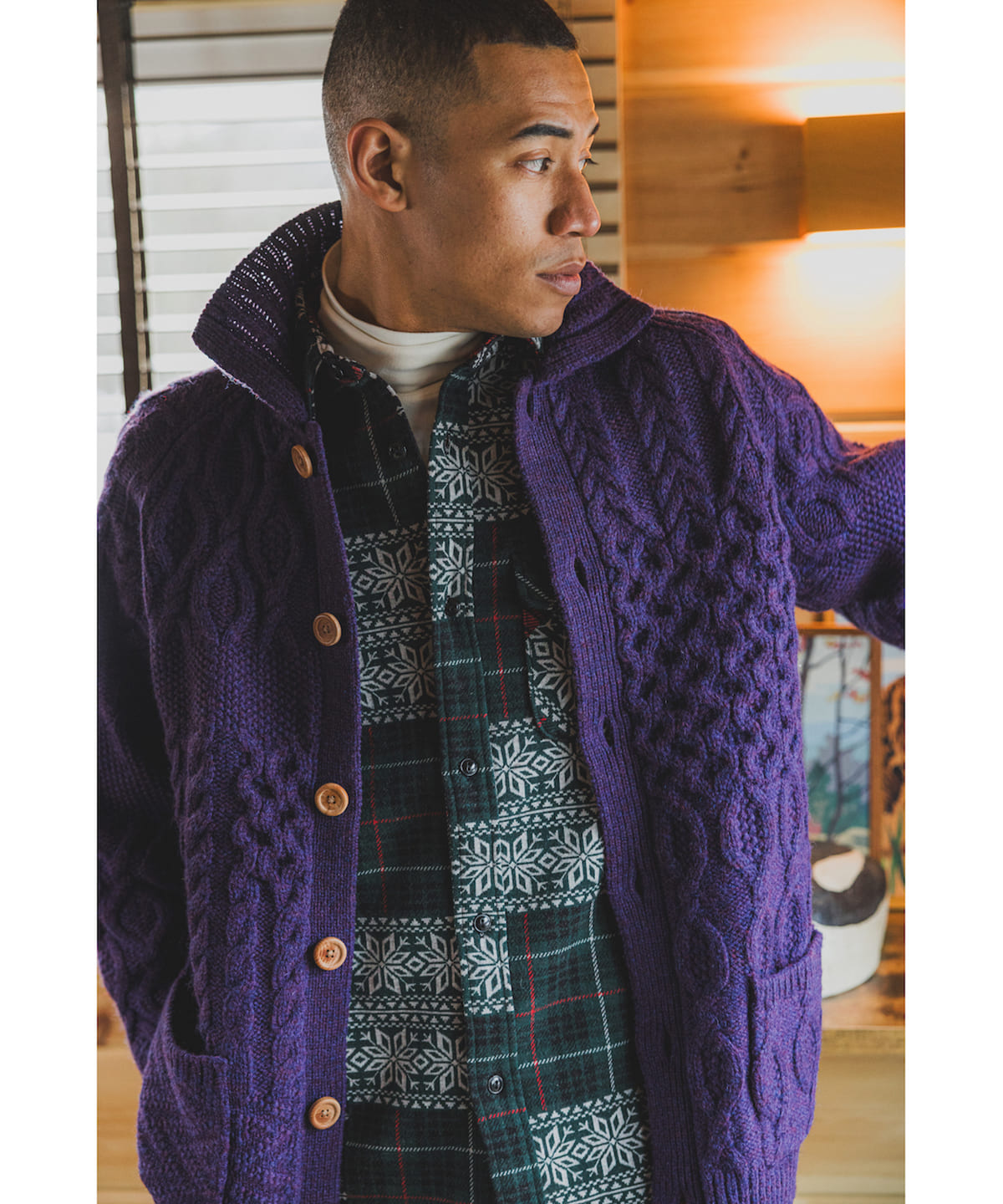 Cardigan Alan Patchwork トップス MEN PURPLE M Cardigan Alan Patchwork トップス MEN PURPLE M