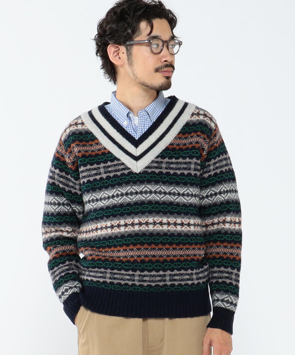 BEAMS PLUS（ビームス プラス）【別注】gim / Fair Isle Cricket Knit 22（トップス ニット・セーター）通販｜ BEAMS