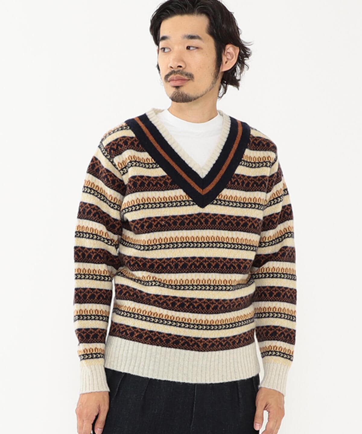 [Outlet] gim × BEAMS PLUS / Special order Fair Isle Cricket Knit 22