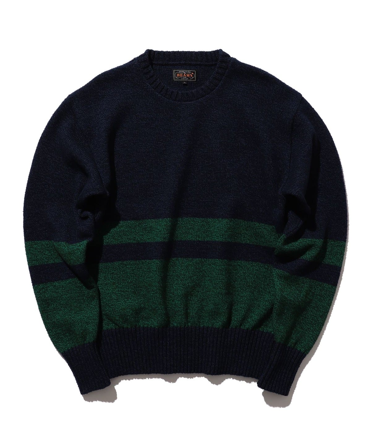 BEAMS PLUS BEAMS PLUS gauge horizontal stripe crew neck knit (tops 
