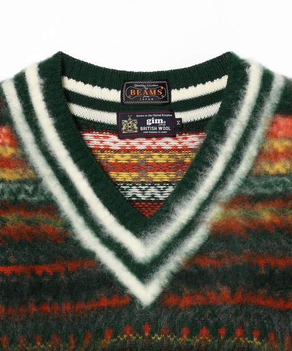 BEAMS PLUS（ビームス プラス）【別注】gim / Shaggy Fair Isle Cricket Knit（トップス  ニット・セーター）通販｜BEAMS