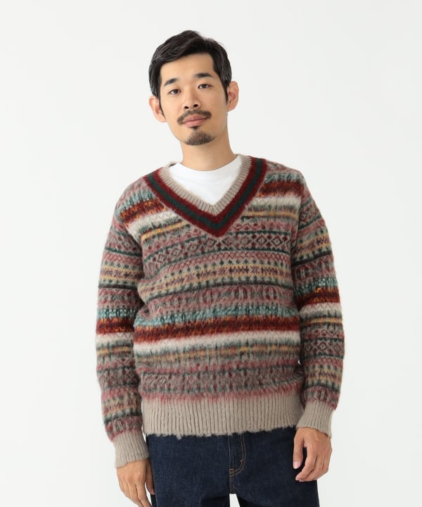 BEAMS PLUS（ビームス プラス）【別注】gim / Shaggy Fair Isle Cricket Knit 23（トップス  ニット・セーター）通販｜BEAMS