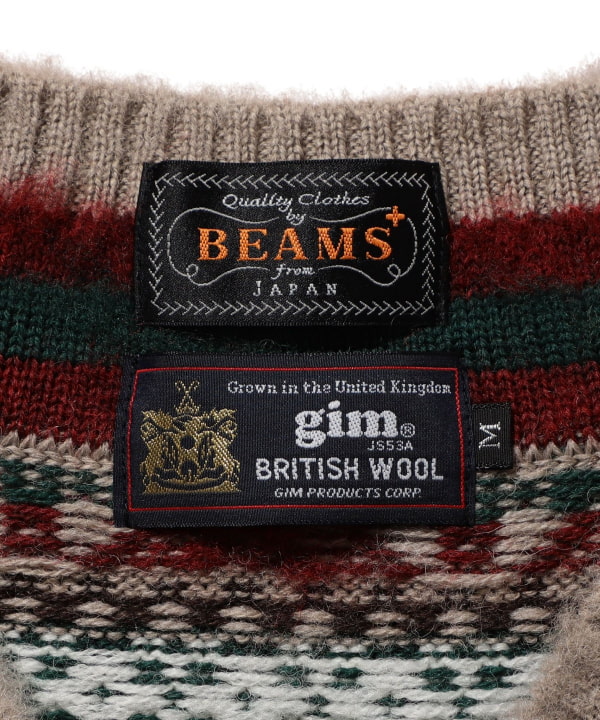 BEAMS PLUS（ビームス プラス）【別注】gim / Shaggy Fair Isle Cricket Knit（トップス  ニット・セーター）通販｜BEAMS