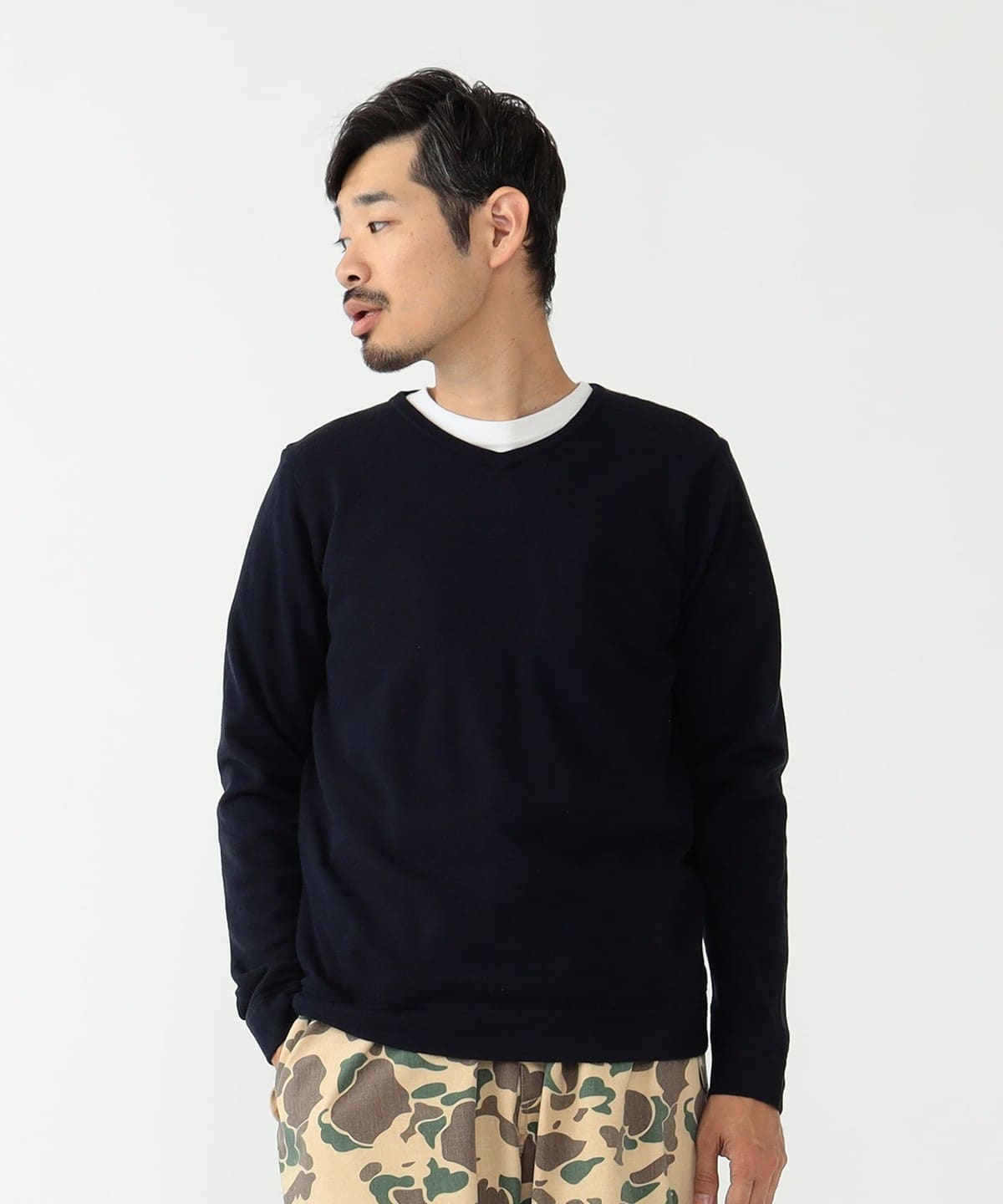 BEAMS PLUS（ビームス プラス）dip × BEAMS PLUS / 別注 2Layer V Neck