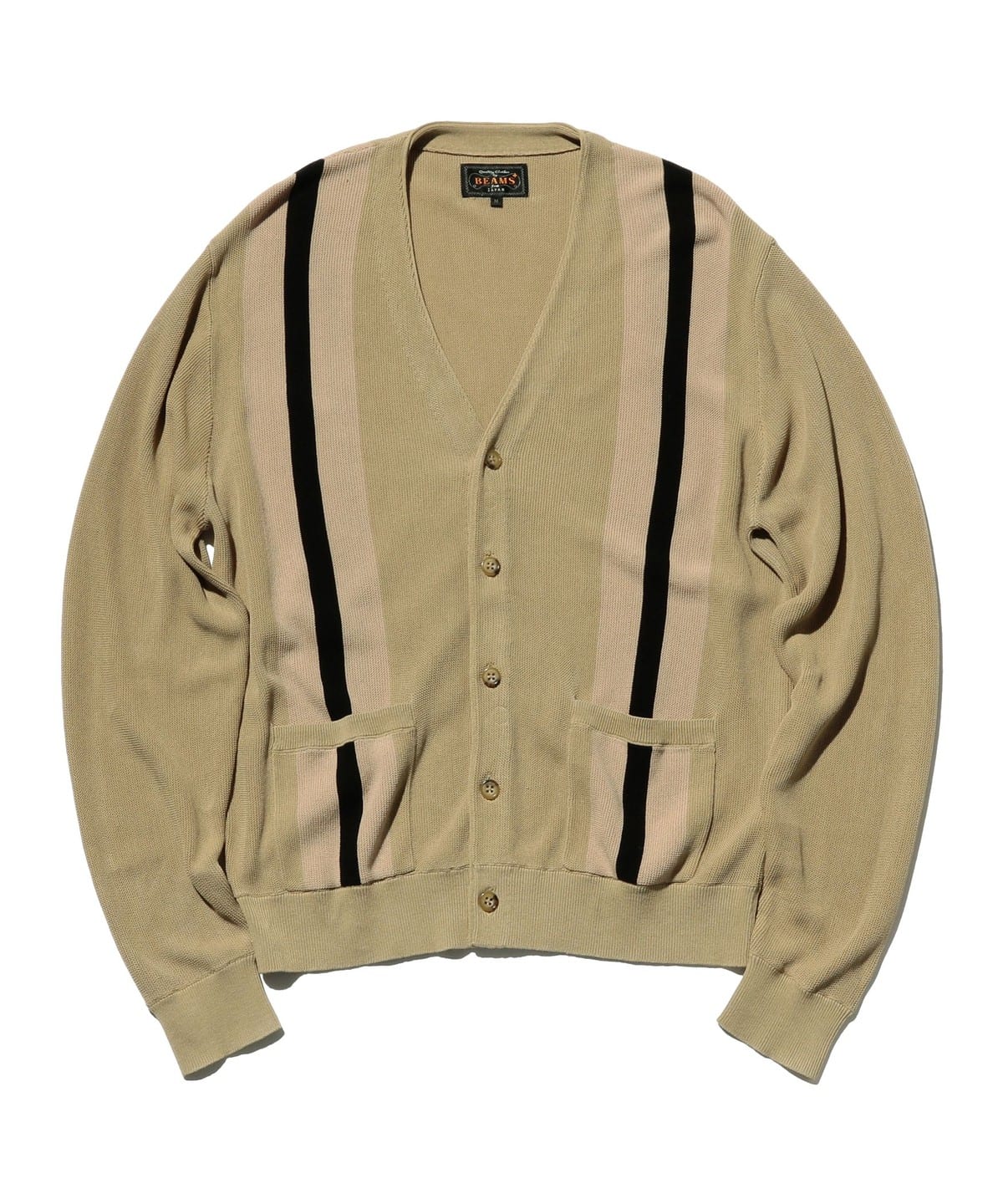 Cardigan Stripe トップス MEN BEIGE S Cardigan Stripe トップス MEN BEIGE S