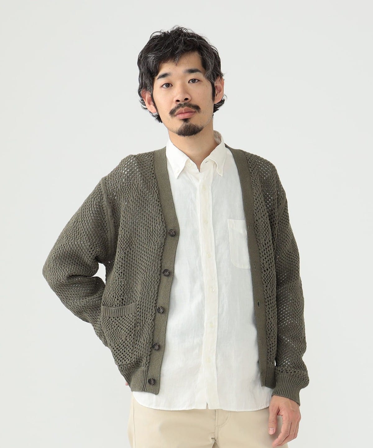BEAMS PLUS（ビームス プラス）Cardigan Argyle Mesh（トップス