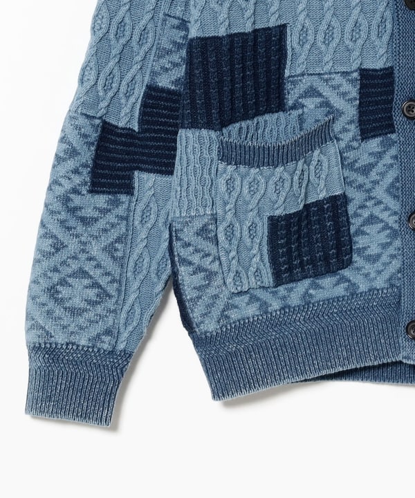 BEAMS PLUS（ビームス プラス）Cardigan Indigo Patchwork Like